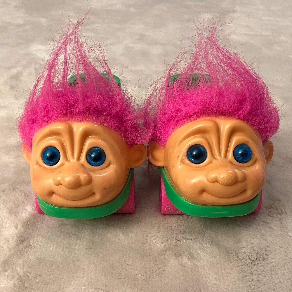 💫Rare Vintage 1992 Trollerskates Pink Hair Troll Roller Skates Norfin Funky 90s